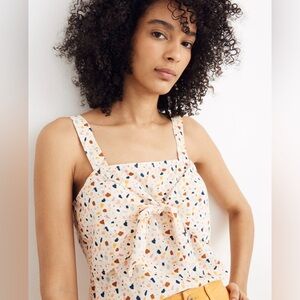 Madewell Women's Tie-Front Cami Top in Terrazzo Size 0 Summer Spring Coquette